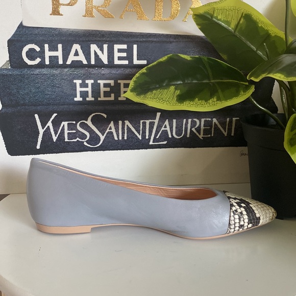 AGL 💙🤍leather Python Snake print Mika cap toe Ballet Flats 💙🤍Size 35.5 - Picture 6 of 16